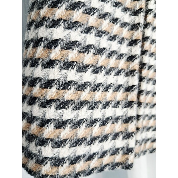 Talbots Skirt Women Sz 6P Houndstooth Plaid Pleated Wool Mix Black, White, Tan - Picture 4 of 8